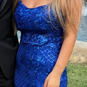 B Darlin Vibrant Blue Dress